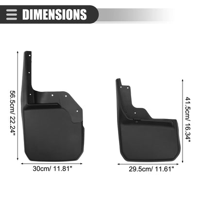 Car Mud Flaps Splash Guards  Black for Jeep Wrangler (2007-2018)