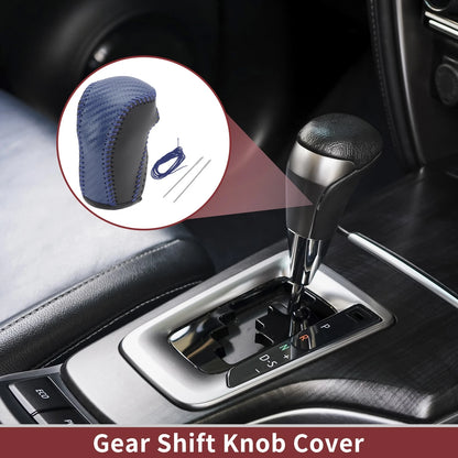 Car Gear Shift Knob Cover for Mazda CX-5 (2013-2014) Black Blue Faux Leather