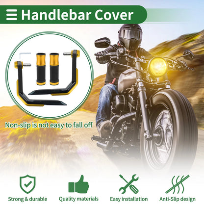Hand Grips Cover Kit for Motorcycle Handlebar End Grips Aluminum Alloy Goldtone