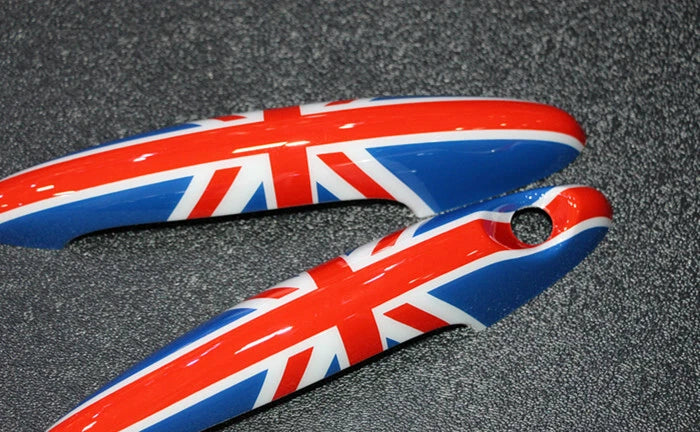 Pair Union Jack UK Flag Exterior Door Handle Cover Trim Fit for Mini Cooper R53