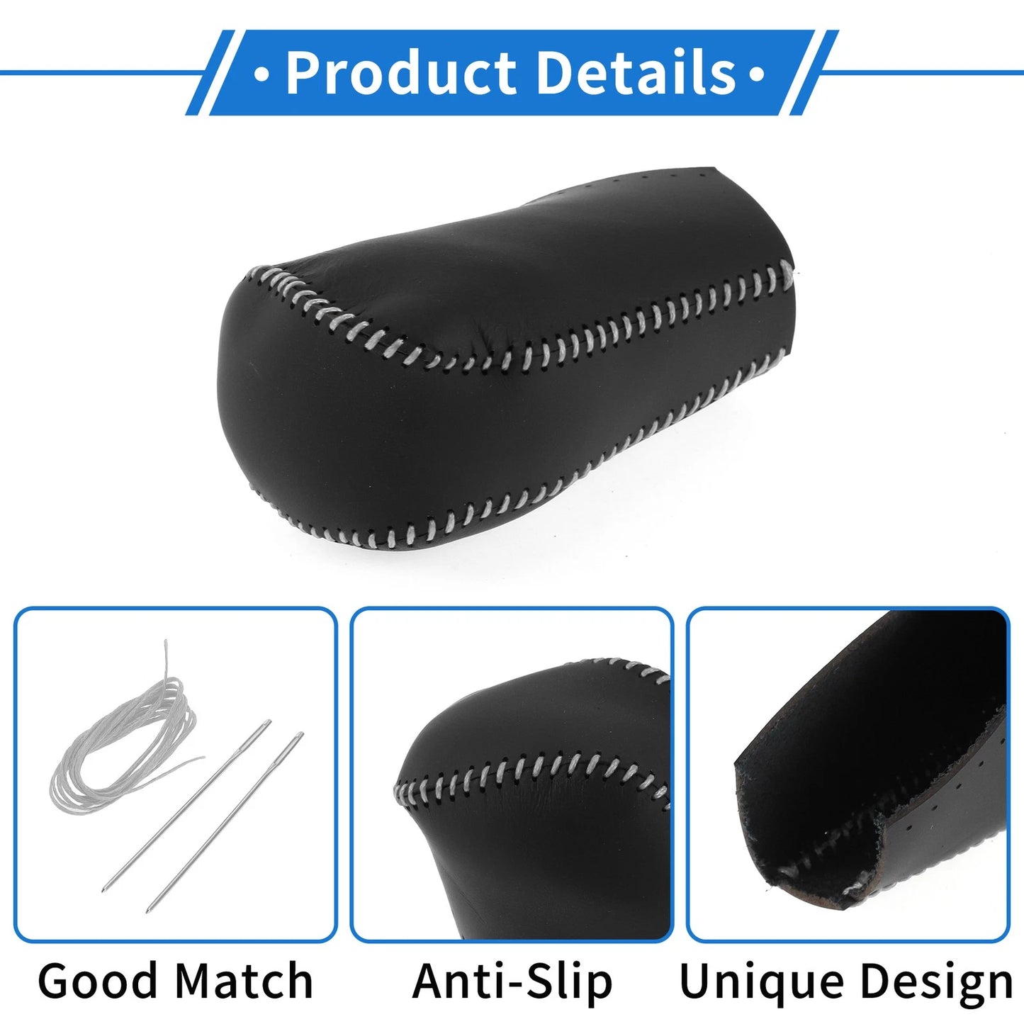 Car Gear Shift Knob Cover for Toyota RAV4 (2013-2016) - Black Gray Faux Leather