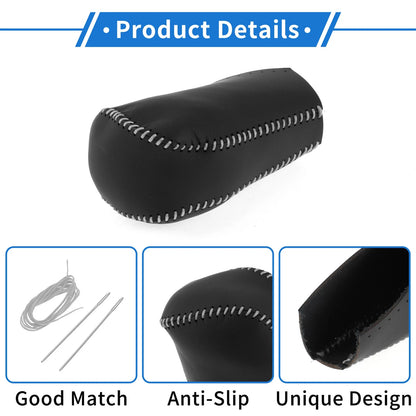 Car Gear Shift Knob Cover for Toyota RAV4 (2013-2016) - Black Gray Faux Leather