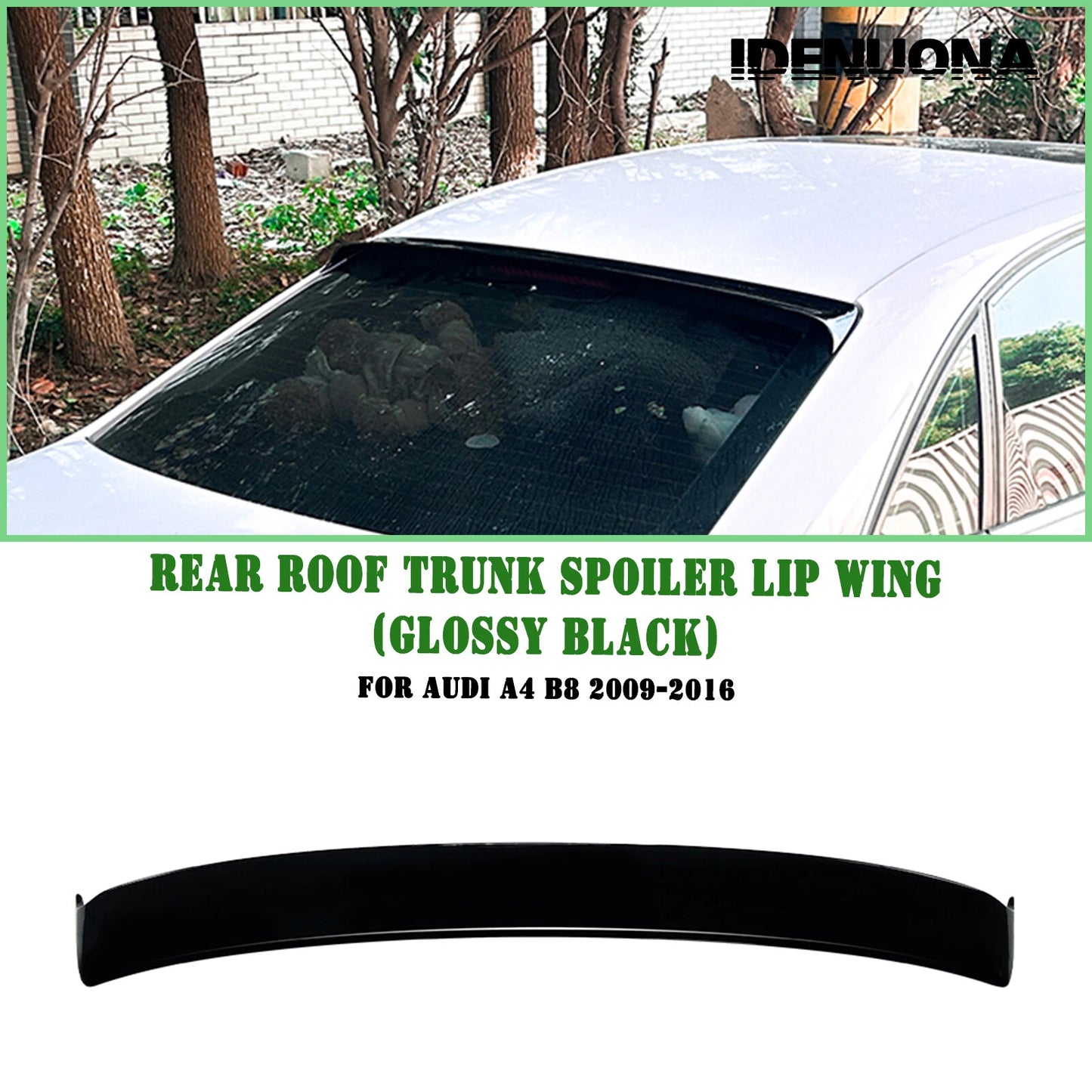 1x Gloss Black Rear Boot Spoiler Lip for Audi A4 (2009-2016)