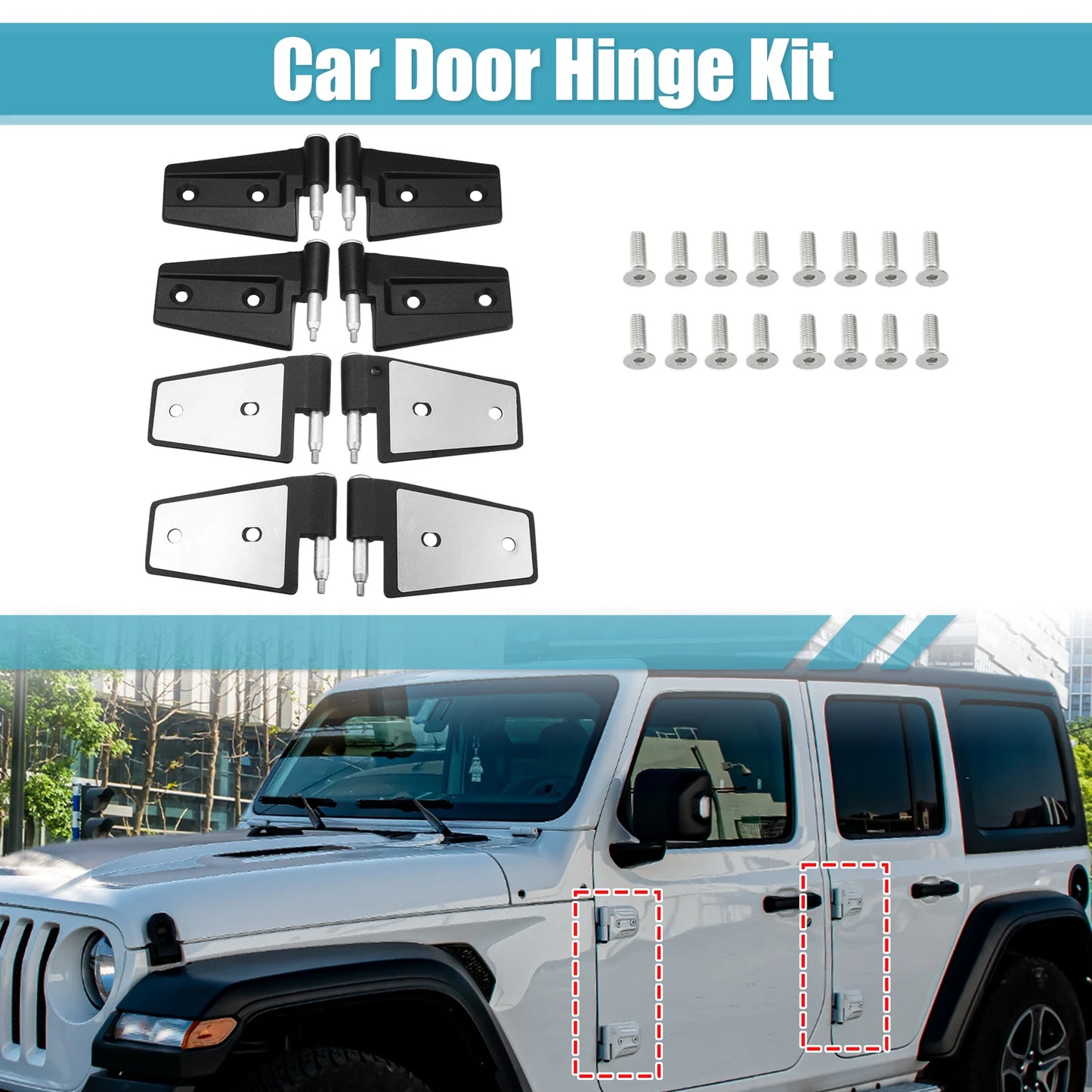 8pcs Car Door Hinge Kit w/ Bolts for Jeep Wrangler JK (2007-2018) Stainless Steel