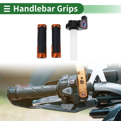 7/8" 22mm Hand Grips Aluminum Alloy Rubber Orange for Motorcycle