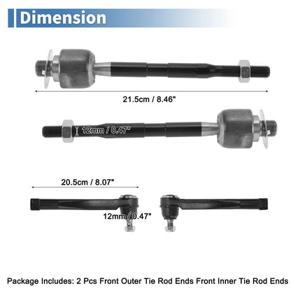 4 x Front Inner Outer Tie Rod Ends for Suzuki Swift (2004-2009)