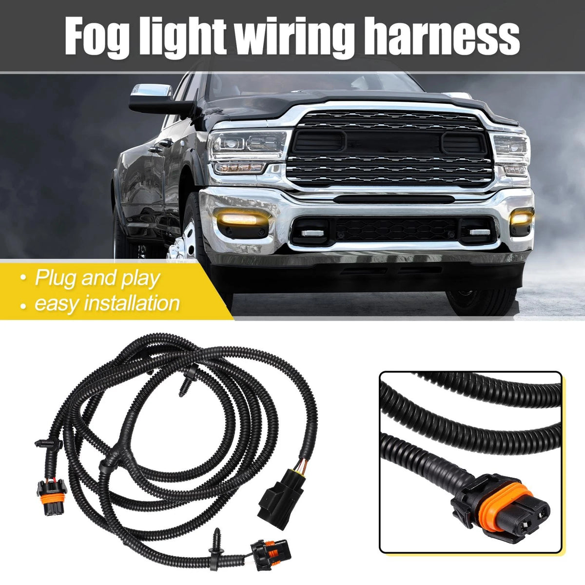 Fog Light Jumper Wiring Harness for Dodge Ram 2500 3500 4500 5500 (2010-2018)