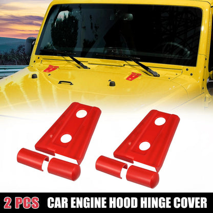2 x Engine Hood Hinge Cover Trim for Jeep Wrangler 2007-2018 Red