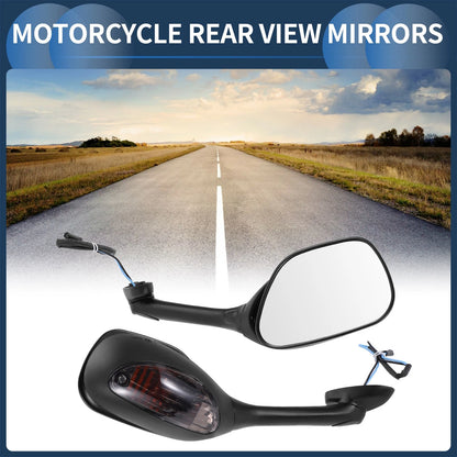 1 Set Rear View Mirrors w/ Turn Signals for Suzuki GSXR1000 (2002–2017)