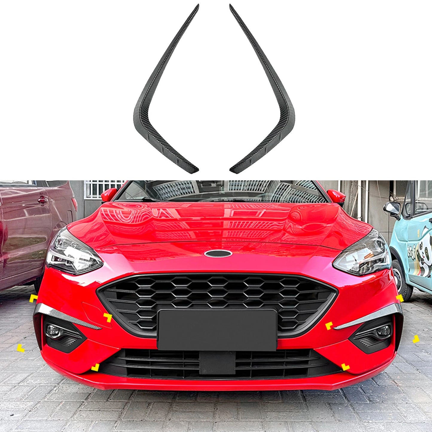 Front Side Air Vent Trim Fog Light Covers for Ford Focus ST Line (2019-2022)