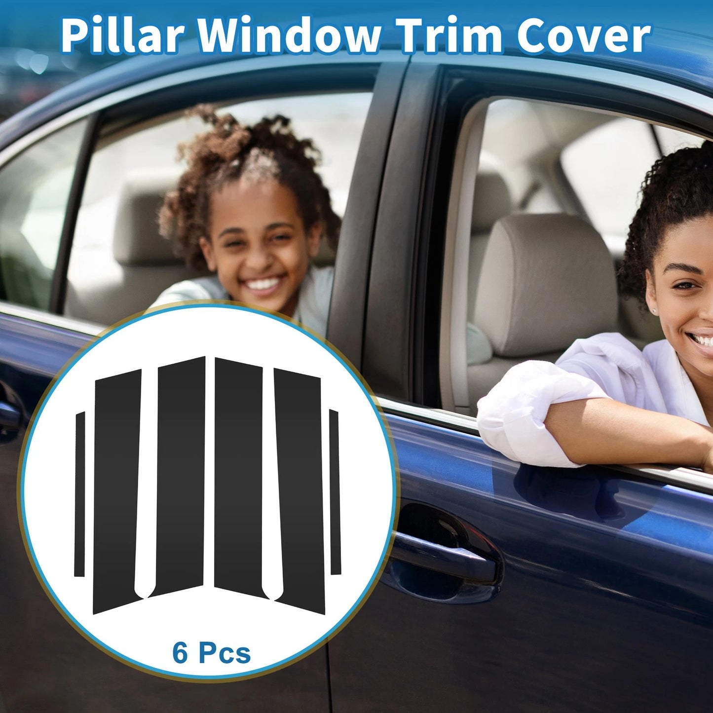 6 Pcs Black Door Pillar Window Trim for Mitsubishi Lancer (2008-2017)