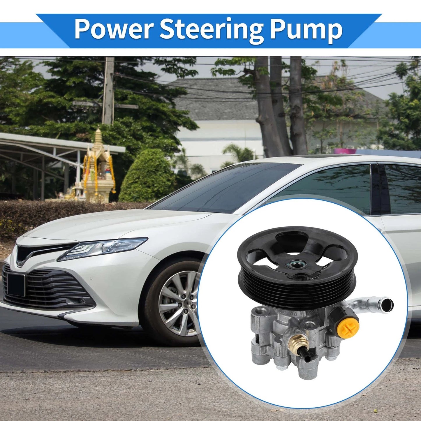 1pcs Power Steering Pump with Pulley for Toyota Camry Solara (2004–2008)