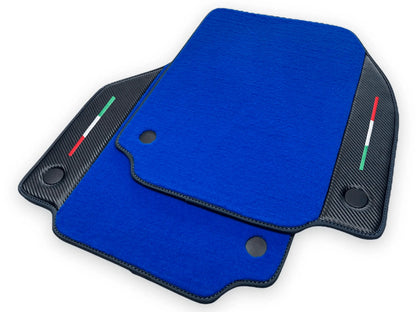 Blue Floor Mats for Ferrari 488 GTB (2015-2022) - AutoWin Brand with Carbon Fiber