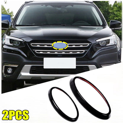 Gloss Black Front Rear Emblem Badge Trim 2 x For Subaru Outback (2022-2023)