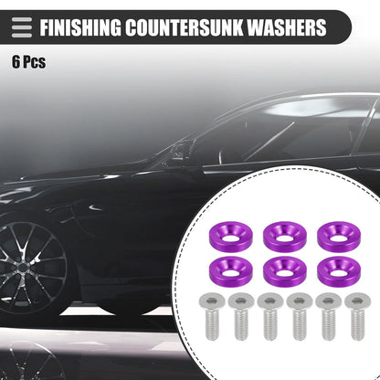 6 x Finishing Countersunk Washers for Motorcycle Purple