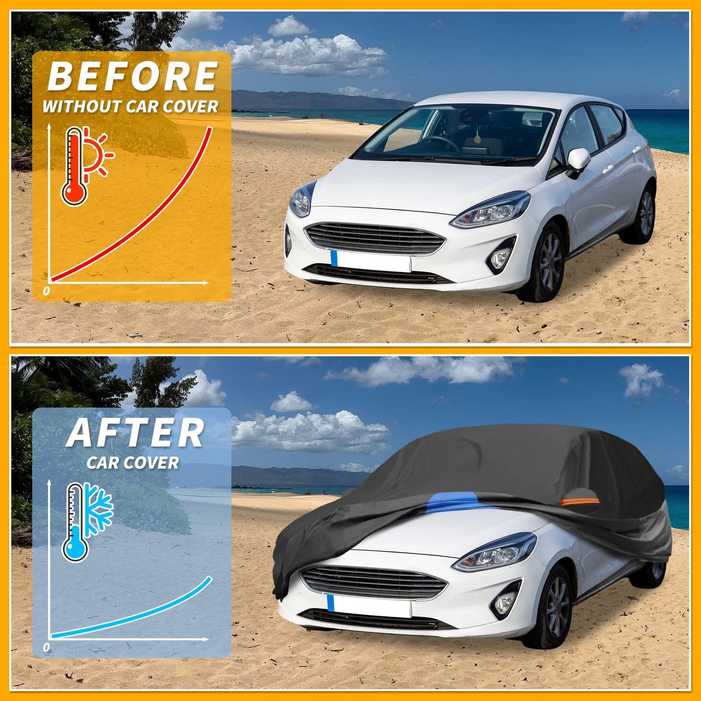 Waterproof All Weather Car Cover for Ford Fiesta (210D-PU) 2011-2023