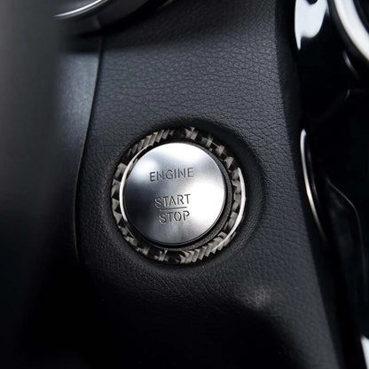 Carbon Fiber Engine Start Stop Cover Ring Trim Fit For Benz C-Class 2015-2018