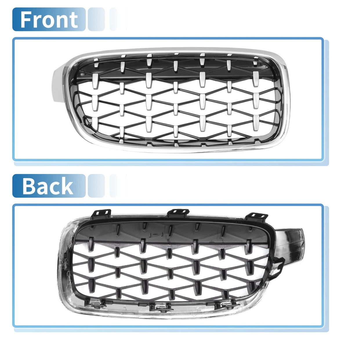1 Pair Front Hood Bumper Grille Grill for BMW 3 Series (2013-2018)