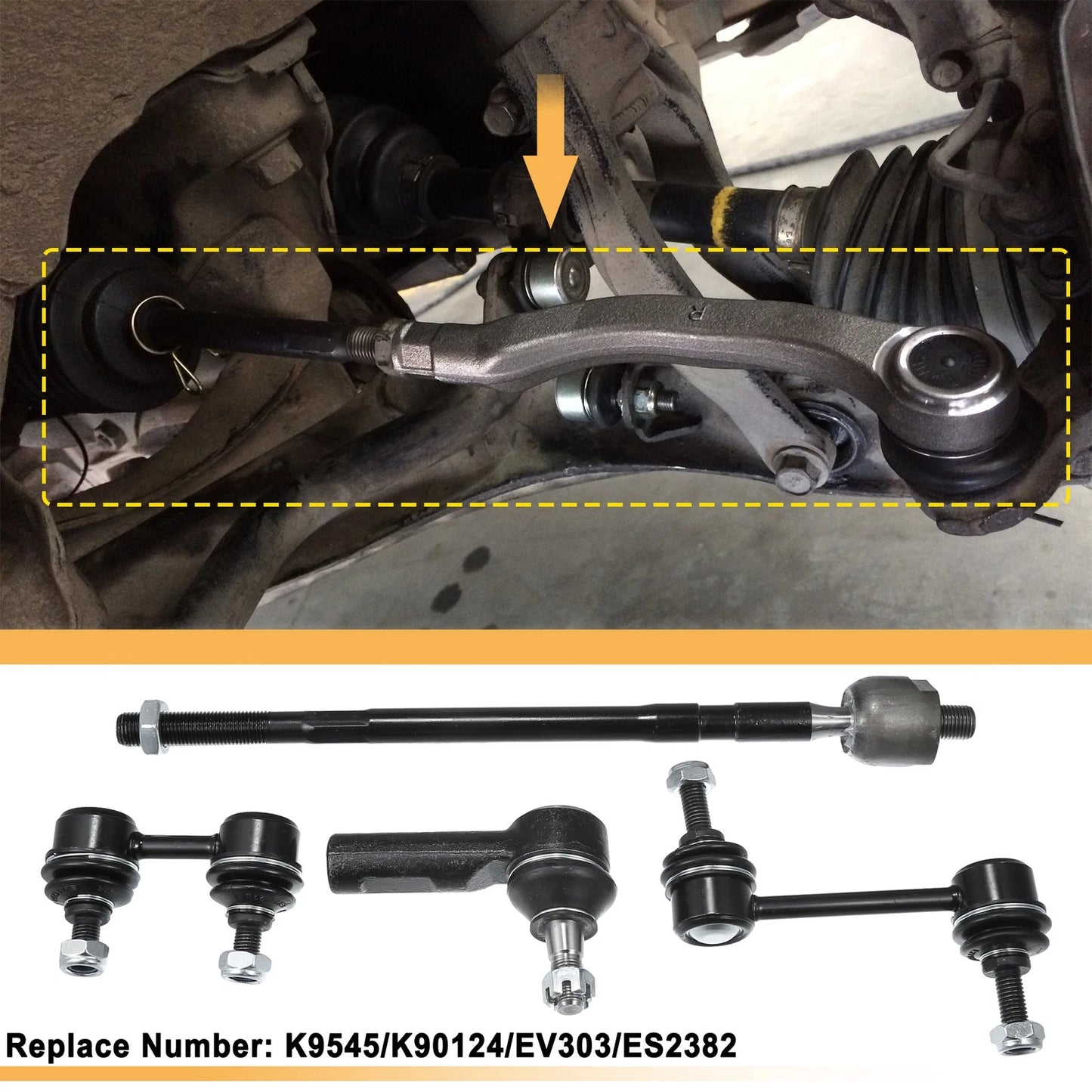 8 Pcs Car Front and Rear Sway Bar Link Tie Rod Ends for Toyota Corolla