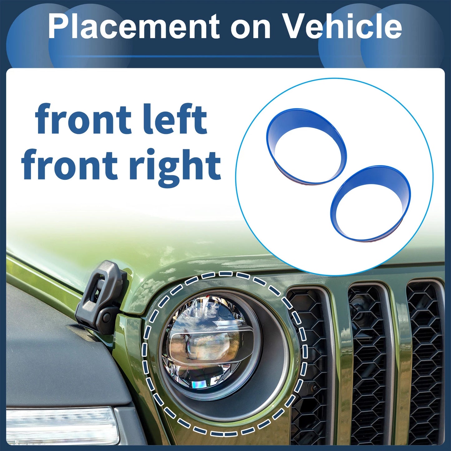 2 x Front Left & Right Headlight Trim Bezels for Jeep Wrangler (2026)