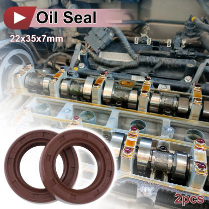 Oil Seal 22x35x7mm Brown 2 Pcs Seal Ring Rotary Shaft Seal FKM Rubber