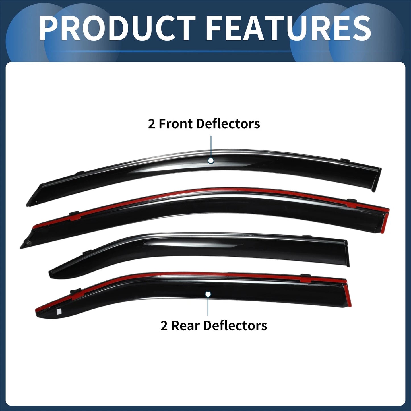 Window Deflectors for Toyota Camry 2007 Side Window Vent Visors Black 1 Set