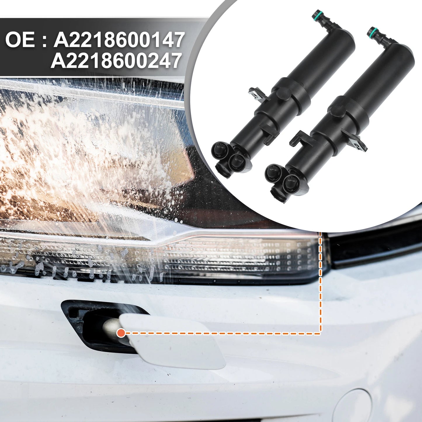 Front Left Right Headlight Washer Nozzles for Mercedes-Benz CL550 CL600 (2007-2018)