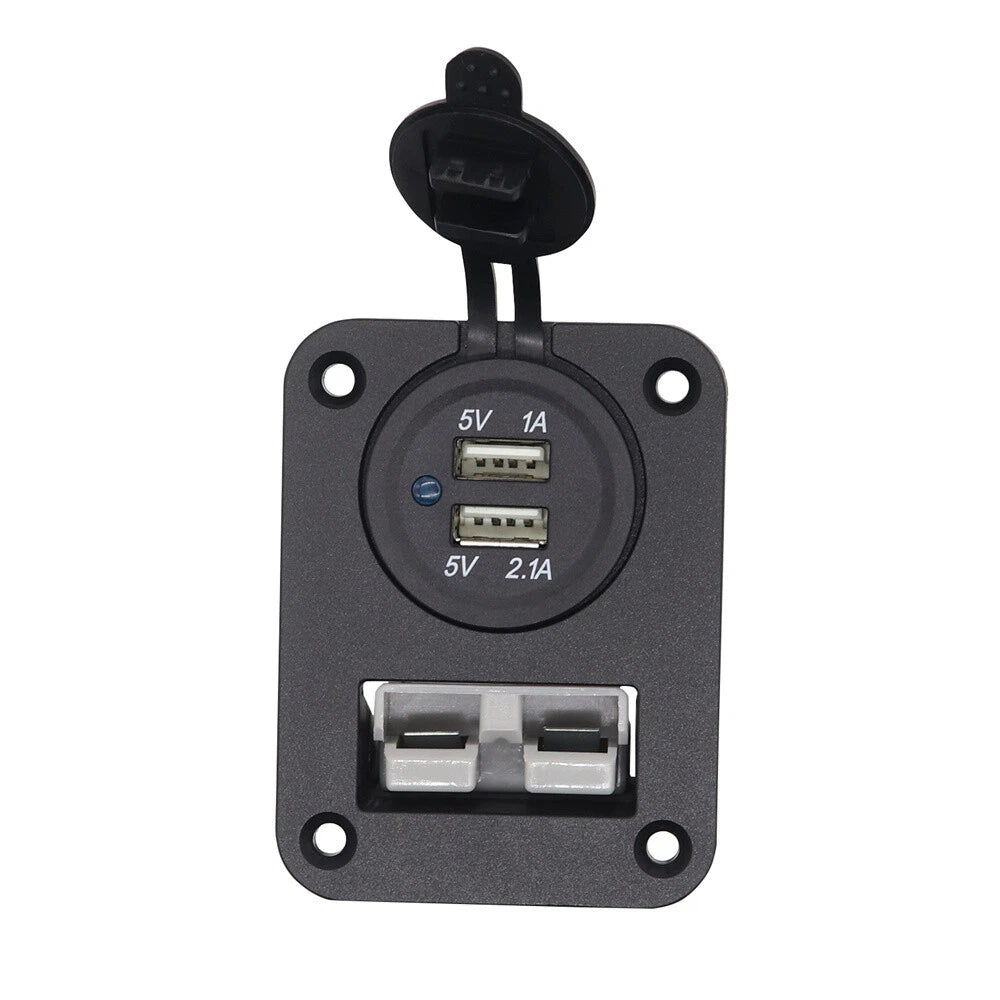 50 Amp Dual USB Socket Flush Mount Recessed Plate for Anderson Boat Camper