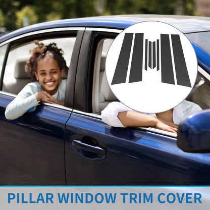 8pcs Door Pillar Window Trim for Toyota CHR (2017-2023) Carbon Fiber Black