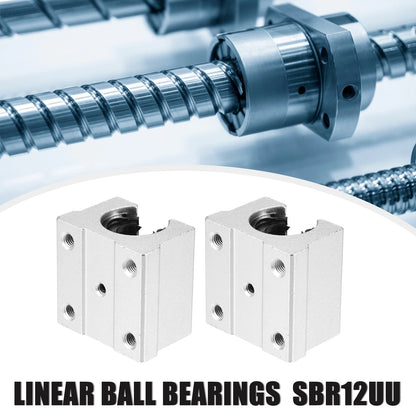 4 x SBR12UU 12mm IDx39mm ODx27mm Length Car Linear Ball Bearings Silver Tone for Car