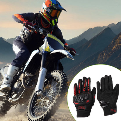 M 1Pair Motorcycle Gloves Breathable Full Finger Nylon Outdoor Red