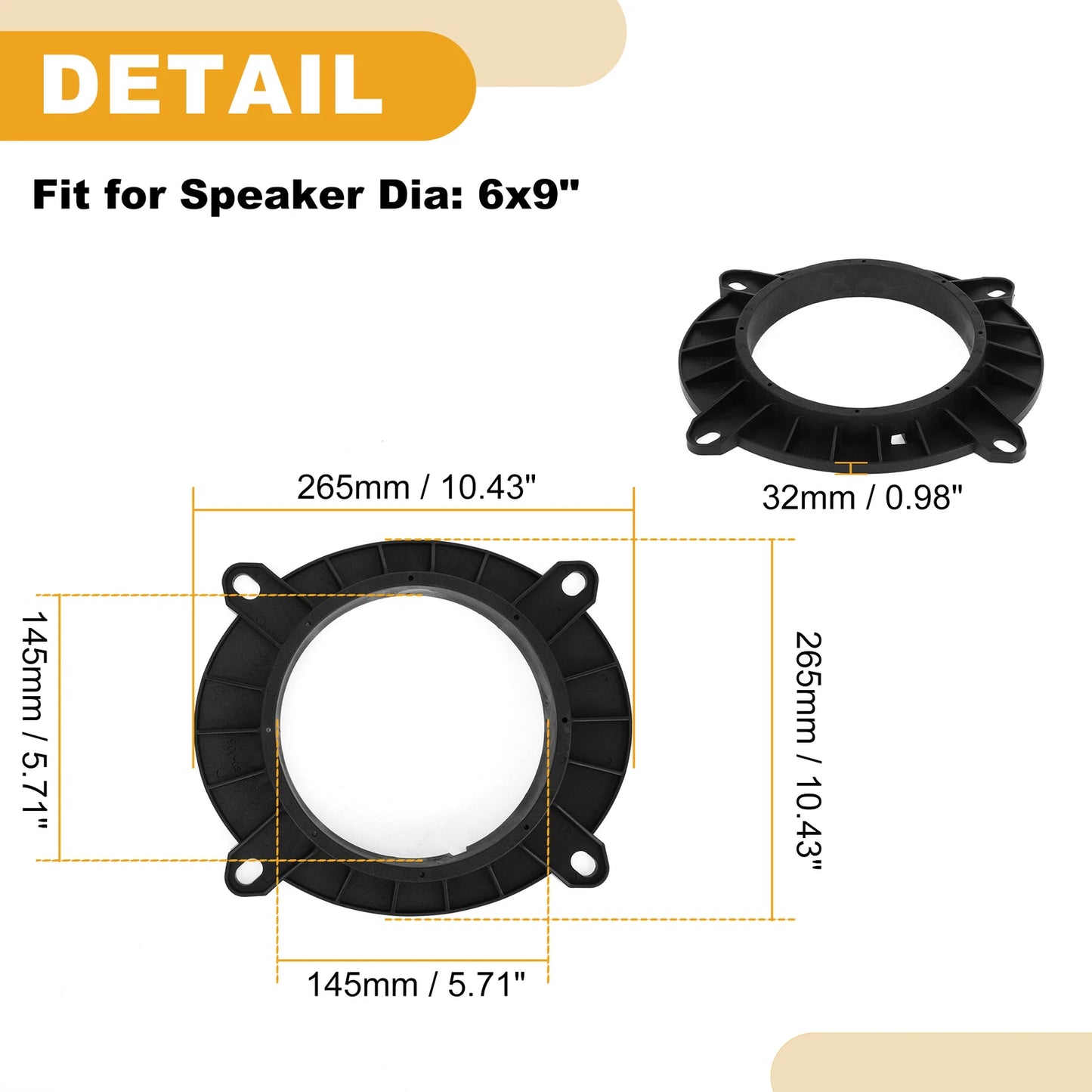 6x9" to 6.5" Speaker Spacer Rings Adaptor for Toyota Camry  2 x pcs