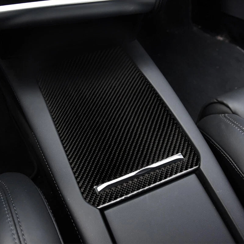 Carbon Fiber Center Console Cup Holder Box Trim Sticker fit for Tesla Model X