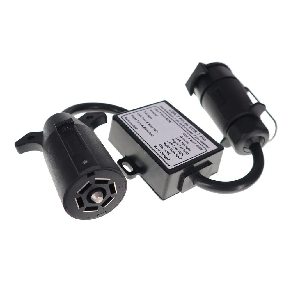 7-Way Blade to 7-Pin Round Trailer Light Converter for USA to EU