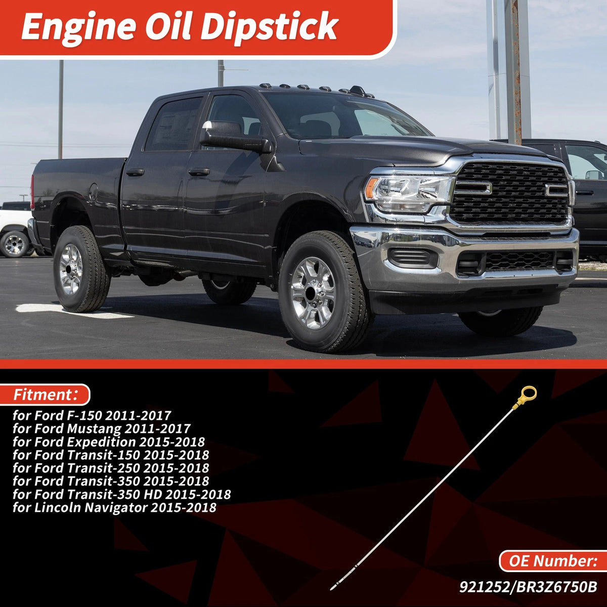 Oil Dipstick for Ford F-150 (2011-2017) Yellow 1 Pc