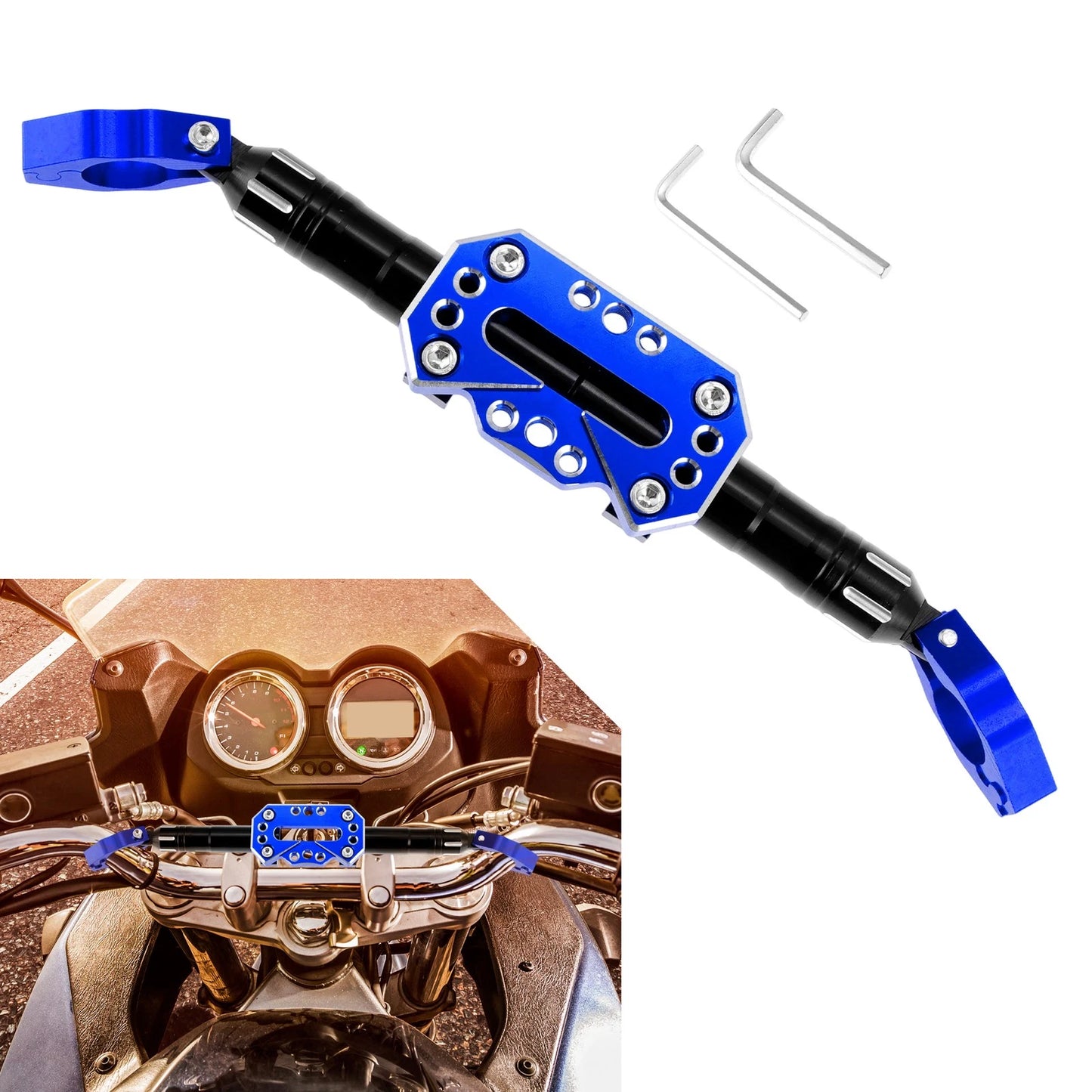 Motorcycle Balance Bar Extender Bracket 260mm Center Hole Blue for Motorcycle