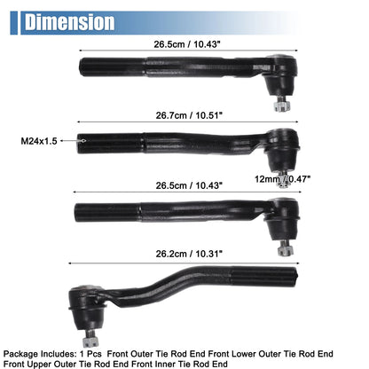4 x Front Lower Upper Tie Rod End Links for Jeep Grand Cherokee (1999-2004)