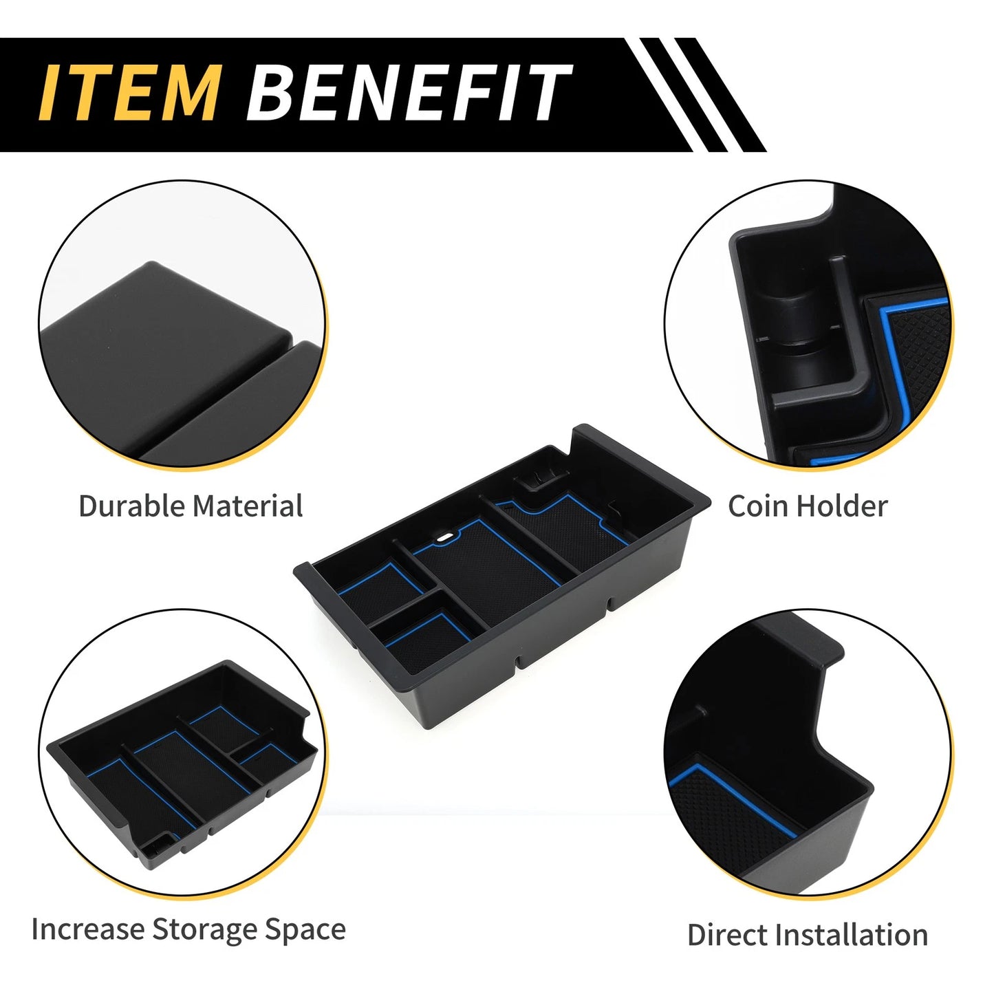 Full Center Console Organizer Tray for Chevy Silverado GMC Sierra Blue