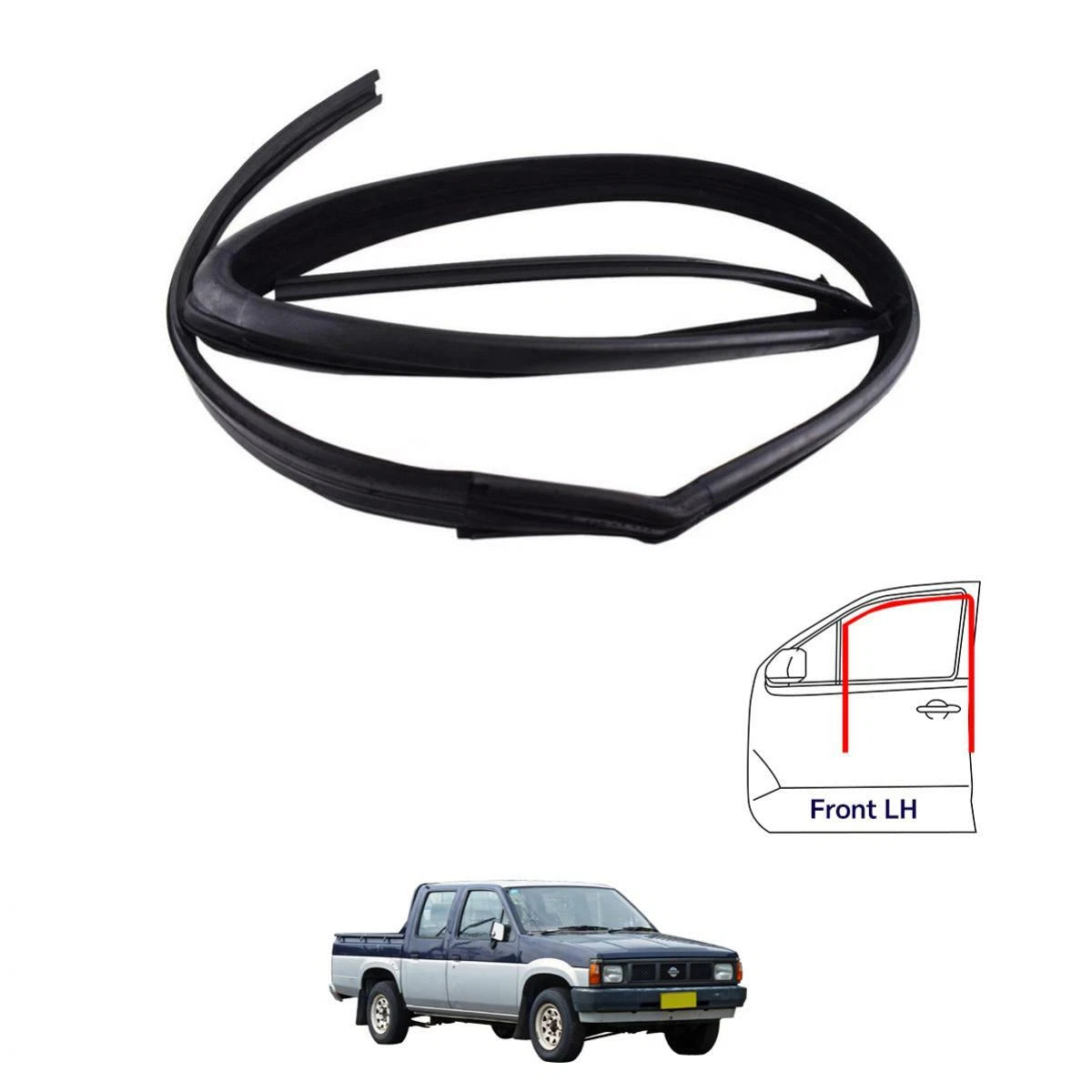 LH Front Glass Run Door Channel w Vent Fits Nissan Navara D21 Ute Truck 1986-97