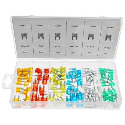 120pc Mini Auto Blade Fuse Kit 5A 10A 15A 20A 25A 30A for Cars