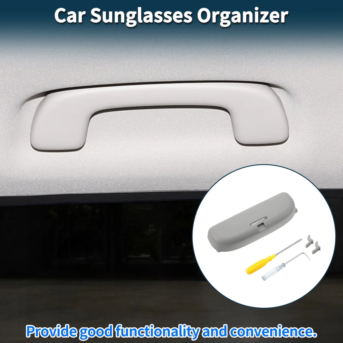 Sunglasses Case for Toyota RAV4 Eyeglasses Holder Storage Box ABS Cloth Grey