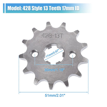 428 Sprocket / 13T 17mm ID / Front Engine Sprocket for Dirt Pit Bike ATV