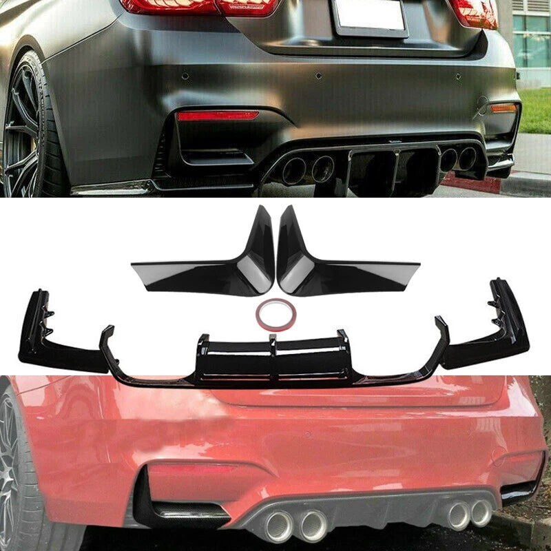 Rear Bumper Diffuser Lip & Corner Fin Covers for BMW F80 M3 F82 M4 (2015-2020)