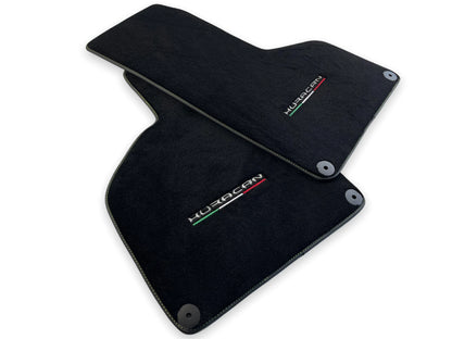Floor Mats for Lamborghini Huracan 2014-2022 Black Tailored Carpets Green Stitch