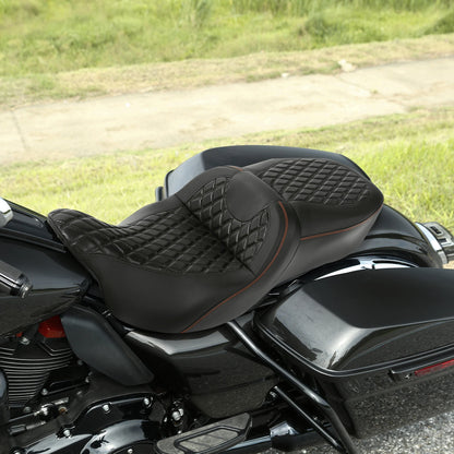 Black Driver Passenger Seat for Harley Touring Road Street Glide (2009-2023)