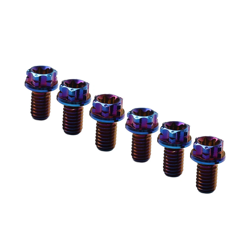6pcs M6x25mm Titanium Torx Head Flange Screws for Motorcycle Bicycle