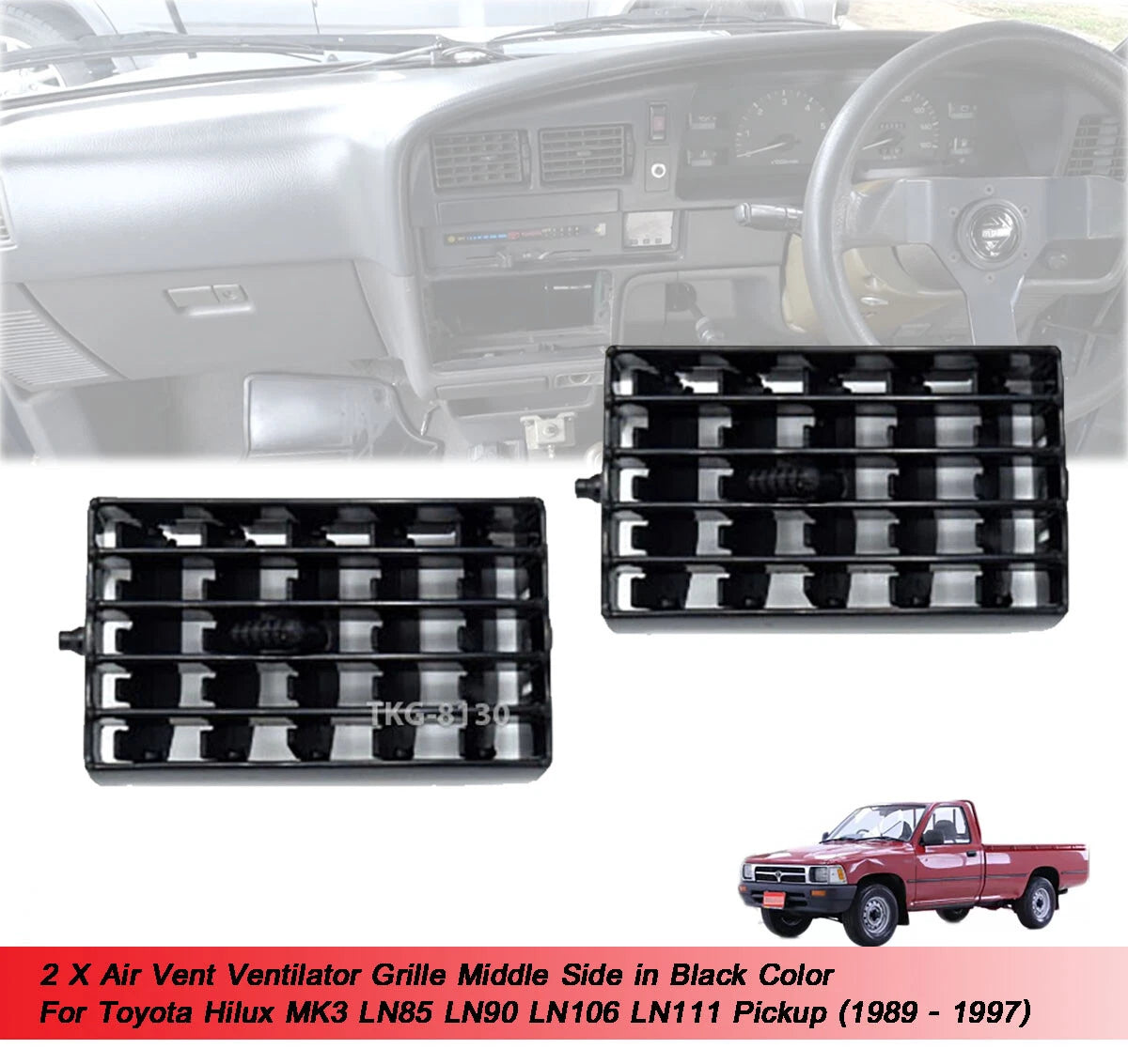 2 x Middle Side Air Vent Grilles for Toyota Hilux MK3 (1989-1997)