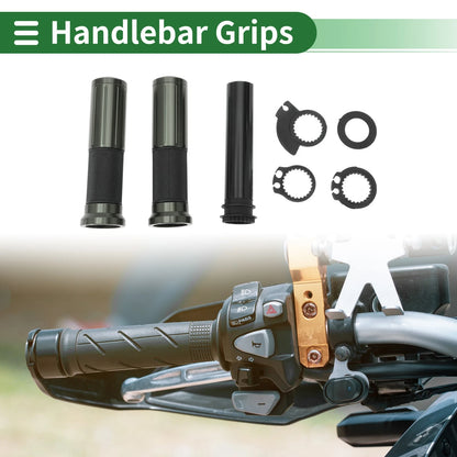 7/8 22mm Motorcycle Hand Grips Cover Kit Handlebar Grips Black Titanium Tone