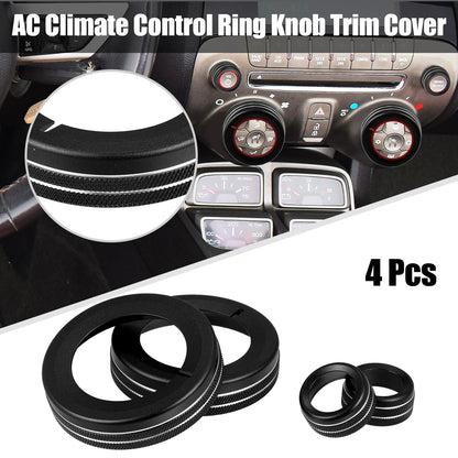 4 x Black Aluminum Center Control Ring Knob Covers for Chevrolet Camaro