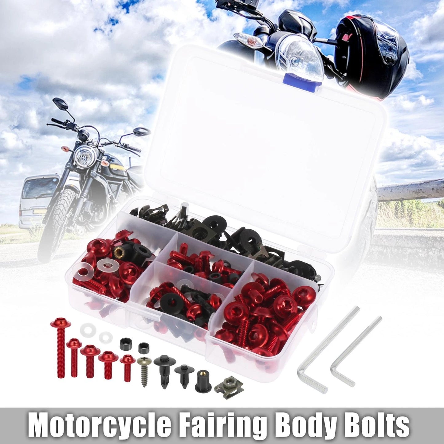 195pcs Fairing Bolts Fastener Red for Kawasaki Yamaha